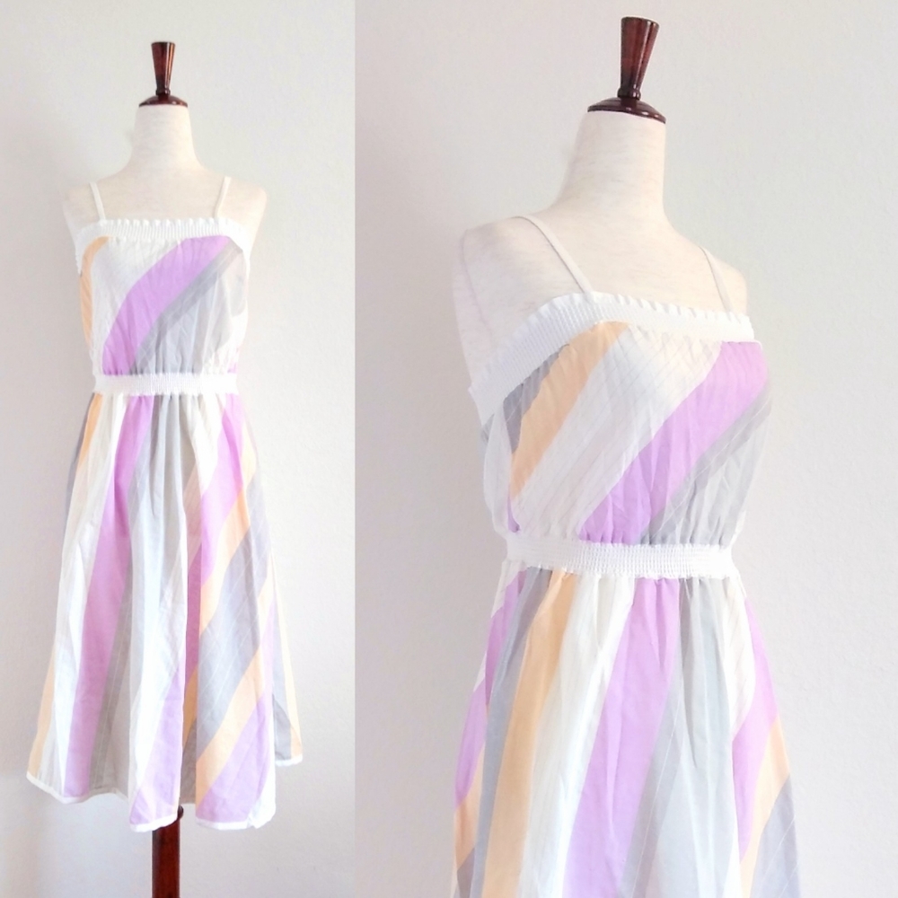 70s Vintage Pastel Striped Sundress by It's My Turn